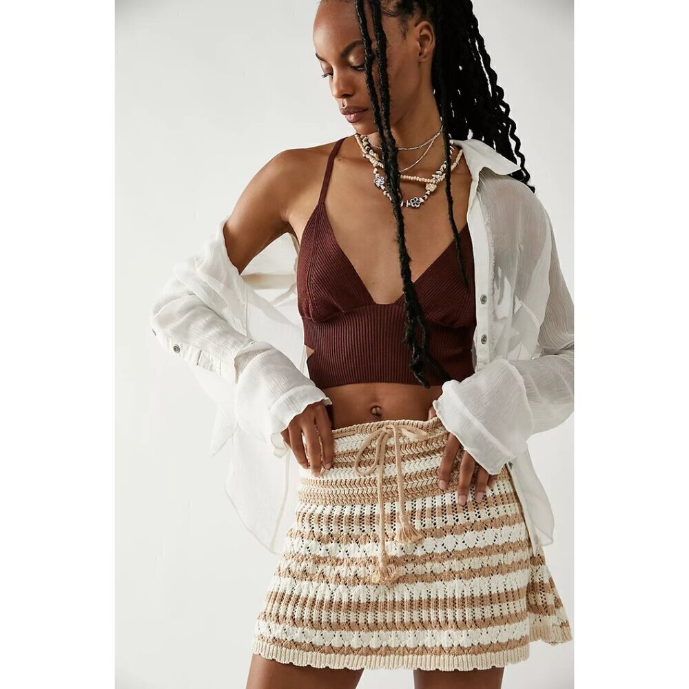 FREE PEOPLE Magic City Fauxchet Mini Skirt Size Small